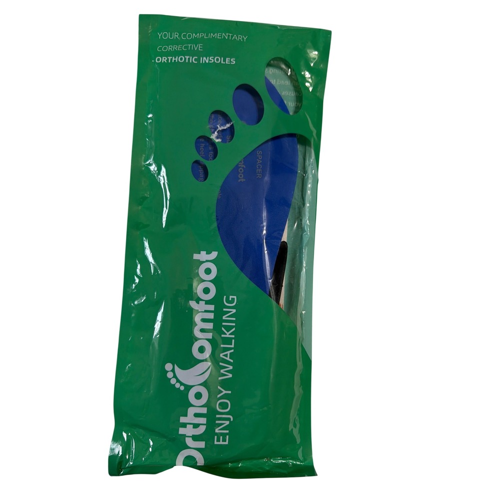 OrthoComfoot Corrective Orthotic Insoles Blue Arch Support Motion Control New